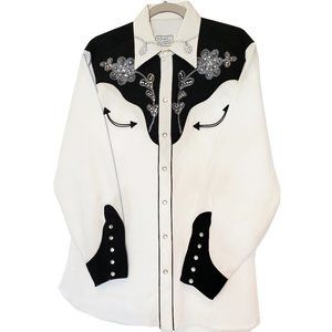 H BAR C vintage western shirt with classic embroidery and swarovski crystals